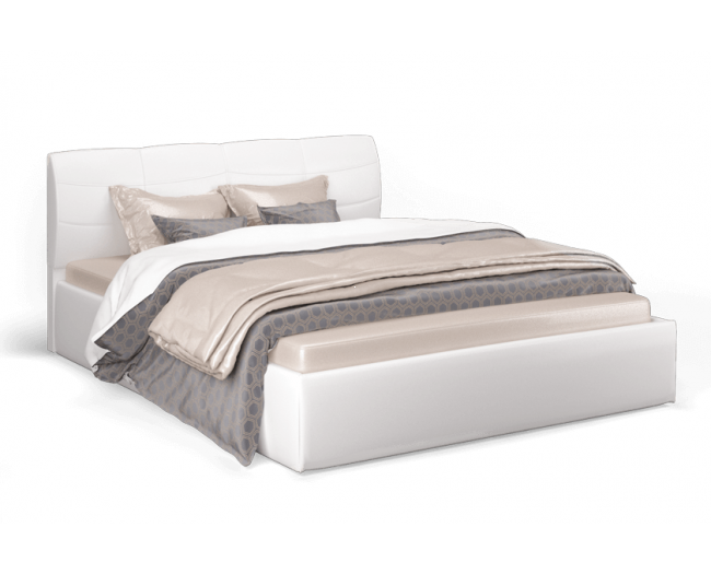 Кровать с подъемным механизмом Ривьера 160х200, экокожа белая фото