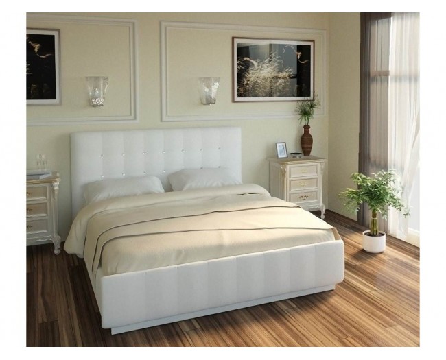 Кровать с подъемным механизмом Лорена 140х200, белый без страз фото
