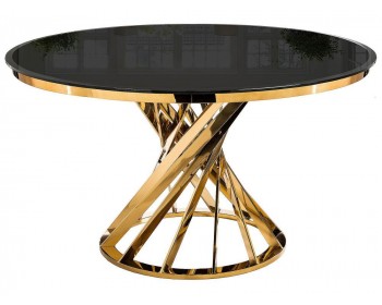 Кухонный стол Twist gold / black стеклянный