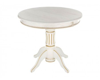 Обеденный стол Павия молочный с золотой патиной деревянный