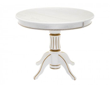 Обеденный стол Павия 130 молочный с золотой патиной деревянный
