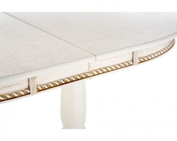 Обеденный стол Кантри 120 молочный с золотой патиной деревянный