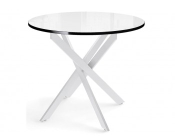 Обеденный стол Dikline Rs90 черный/стекло белое/опоры белые