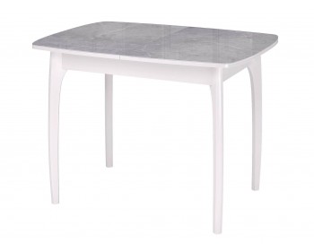 Обеденный стол DikLine М15 мрамор серый глянец/опоры белые