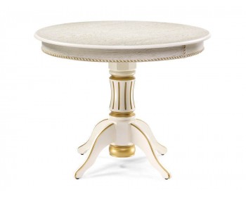 Кухонный стол Павия 100 крем с золотой патиной деревянный