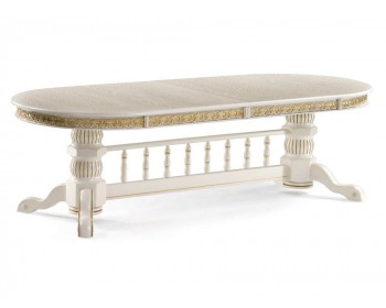 Обеденный стол Кассиль крем с золотой патиной деревянный