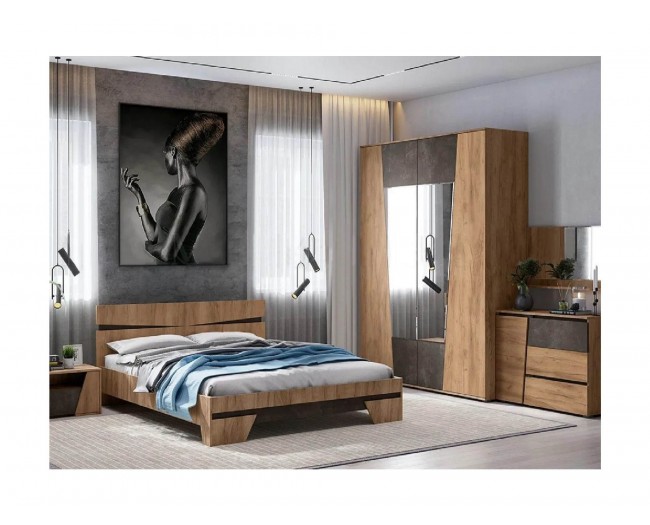 Модульная спальня Соренто (Дуб Крафт / Бетон) фото