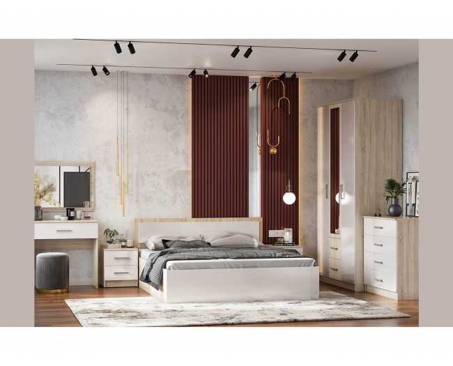 Модульная спальня Мартина, композиция 2 (Белый глянец, Дуб Соном фото
