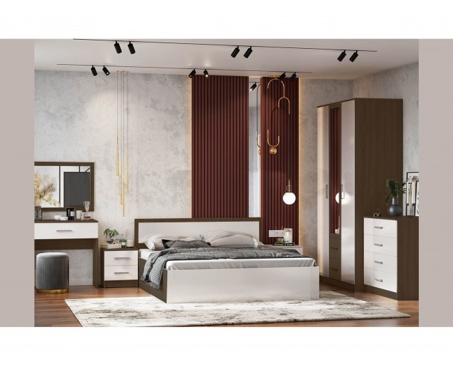 Модульная спальня Мартина, композиция 2 (Белый глянец, Венге) фото