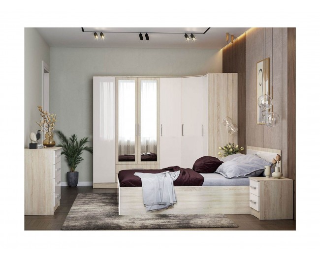 Модульная спальня Мартина, композиция 1 (Белый глянец, Дуб Соном фото