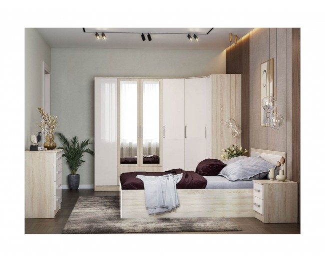 Модульная спальня Мартина, композиция 1 (Белый глянец, Венге) фото