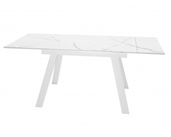 Обеденный стол DikLine SKL140 Керамика Белый мрамор/подье белое/опоры