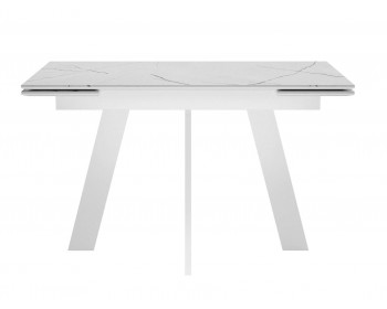 Обеденный стол DikLine SKM120 Керамика Белый мрамор/подье белое/опоры