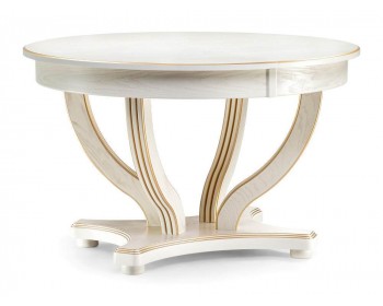Кухонный стол Дорсет молочный / золото деревянный