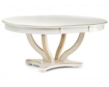 Обеденный стол Дорсет молочный / золото деревянный