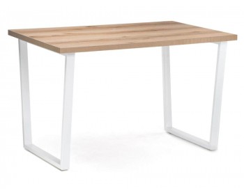 Обеденный стол Лота Лофт 120 25 мм дуб делано светлый / матовый белый дере
