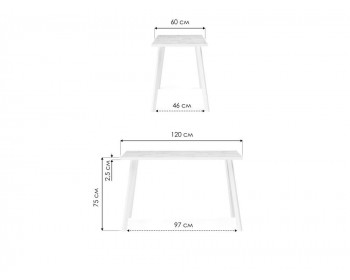 Кухонный стол Тринити Лофт 120 25 мм дуб вотан / матовый белый деревянный