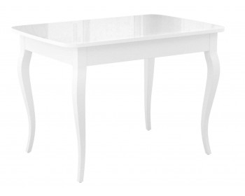 Обеденный стол DikLine M120 белый/стекло белое глянец optiwhite/ опоры МС