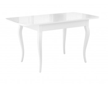 Обеденный стол DikLine M120 белый/стекло белое глянец optiwhite/ опоры МС