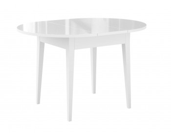Кухонный стол DikLine MR100 белый/стекло белое глянец optiwhite/ опоры ММ