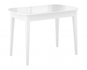 Кухонный стол DikLine M130 белый/стекло белое глянец optiwhite/опоры MM б