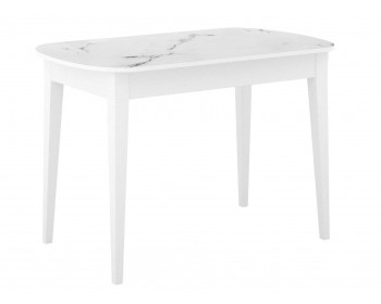 Обеденный стол DikLine M130 белый/стекло белый мрамор сатин optiwhite/опор