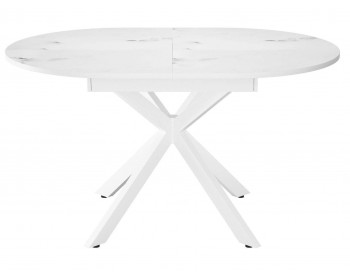 Кухонный стол DikLine MB130 белый/стекло белый мрамор сатин optiwhite/опо