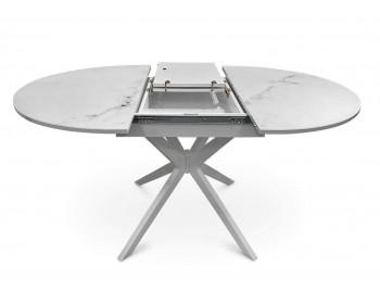 Кухонный стол DikLine MB130 белый/стекло белый мрамор сатин optiwhite/опо