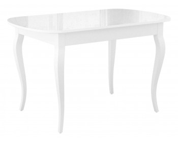 Обеденный стол DikLine M130 белый/стекло белое глянец optiwhite/опоры MC б