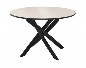 Обеденный стол DikLine Rs90 черный/стекло крем optiwhite (кромка черная)/о