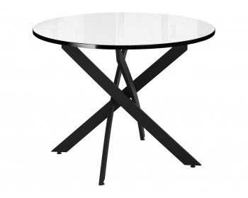 Обеденный стол DikLine Rs90 черный/стекло белое optiwhite (кромка черная)/