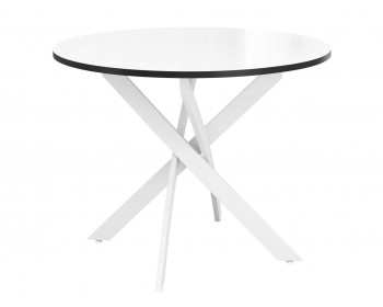Обеденный стол DikLine Rs90 черный/стекло белое optiwhite (кромка черная)/