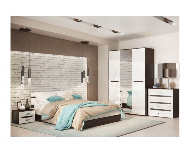 Модульная спальня Ким (Белый глянец, Венге) фото