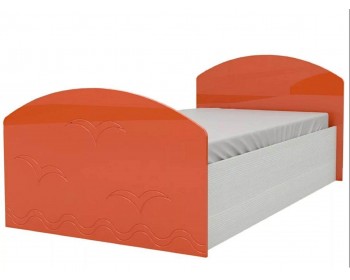 Кровать Юниор-2 Детская 80, металлик (Оранжевый металлик, Дуб бе
