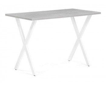 Обеденный стол Алеста Лофт 120 25 мм бетон / белый матовый деревянный