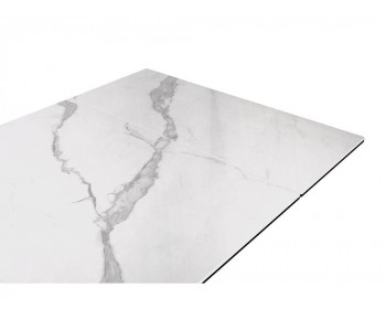 Кухонный стол DikLine SFE140 Керамика Белый мрамор/подье черное/опоры