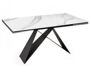 Обеденный стол DikLine SKN140 Керамика Белый мрамор/подье черное/опоры