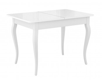 Обеденный стол DikLine M110 белый/стекло белое глянец optiwhite/опоры MС б