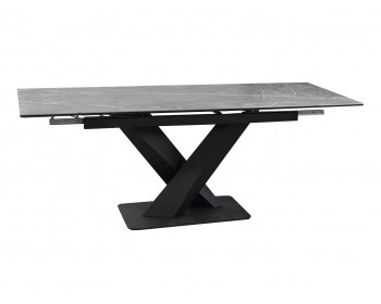 Обеденный стол DikLine SKX140 Керамика Серый мрамор/подье черное/опоры