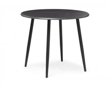 Обеденный стол Абилин 90 мрамор черный / черный матовый деревянный
