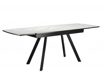 Обеденный стол Dikline US120 мрамор ультра белый сатин/опоры черные