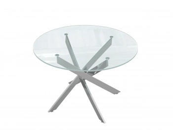Обеденный стол Dikline R90 прозрачное стекло/опоры YR хром