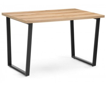 Кухонный стол Лота Лофт 120 25 мм дуб вотан / матовый черный деревянный