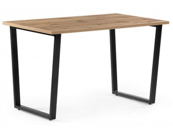 Кухонный стол Лота Лофт 140 25 мм дуб вотан / матовый черный деревянный