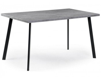Обеденный стол Тринити Лофт 140 25 мм бетон / матовый черный деревянный