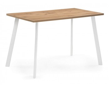 Кухонный стол Тринити Лофт 140 25 мм дуб вотан / белый матовый деревянный