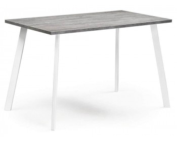 Кухонный стол Тринити Лофт 140 25 мм бетон / белый матовый деревянный
