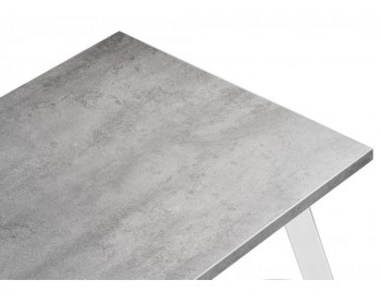 Обеденный стол Тринити Лофт 140 25 мм бетон / белый матовый деревянный