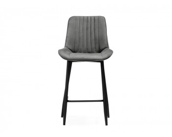 Седа велюр темно-серый  / черный Барный стул