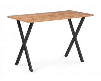 Кухонный стол Алеста Лофт 120 25 мм дуб вотан / черный матовый деревянный